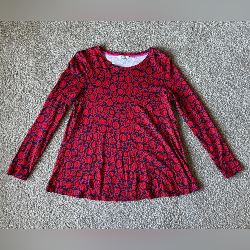 Boden‎ Women’s US 6 UK 8 Small Long Sleeve Shirt Floral Navy Red Lightweight